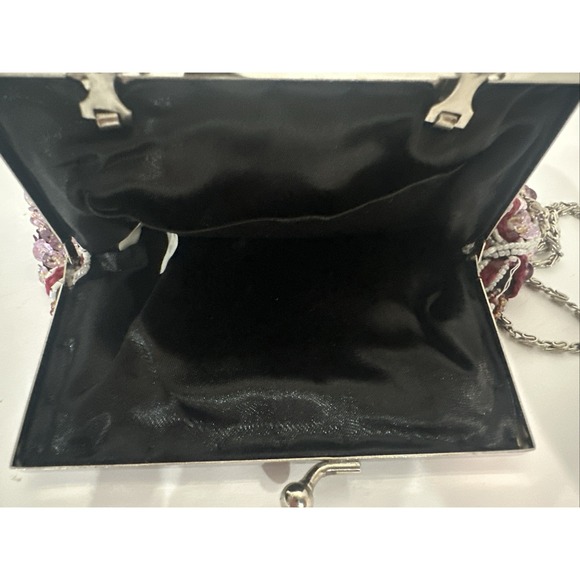 Vintage Small Ladies Black And Multicolor Beaded Coin Crossbody - Picture 4 of 9